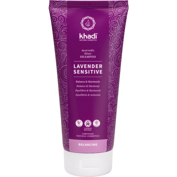 CHAMPÚ LAVANDA CUERO CABELLUDO SENSIBLE DE KHADI 200ML.