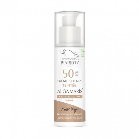 Crema facial con color Beige SPF 50 de Alga Maris, 50ml.