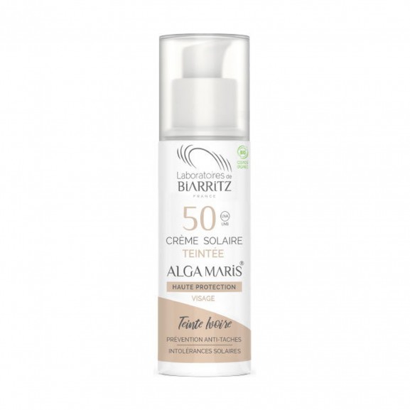 Crema facial con color Marfil SPF 50 de Alga Maris, 50ml.