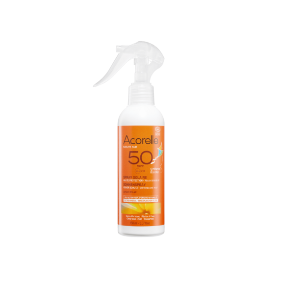 Spray Solar SPF 50 Niños de Acorelle 150ml.